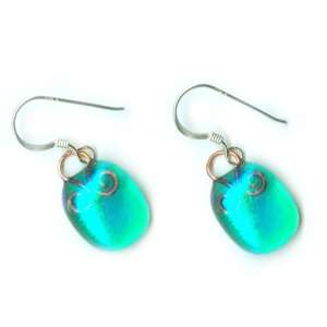  Hand Crafted Artisan Fused Art Glass Earrings   Dichroic 