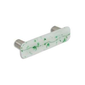335 CKP Brand Green Confetti Art Glass Pull With Dull Brushed Nickel 