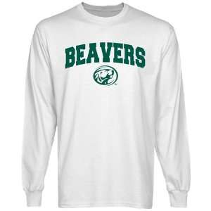 Bemidji State Beavers White Logo Arch Long Sleeve T shirt 