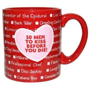   50 Men to Kiss Before You Die Valentines Mug
