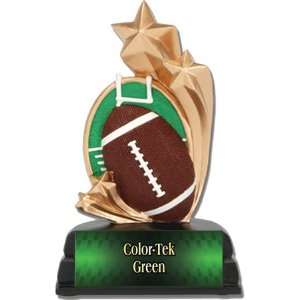 com 6 Custom Football Sport Star Resin Trophies GREEN COLOR TEK PLATE 