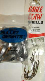 Eagle Claw Snells 3/0 Baitholder, 6 pk +12 Bullet Weights Bank Sinkers 