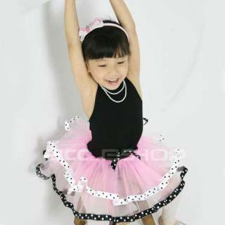 Girls Black Pink Ballet Dance Costume Tutu Dress SZ 2 8  