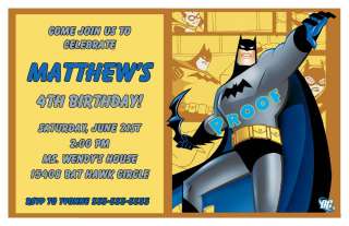 Set of 10 Batman Personalized Invitations  