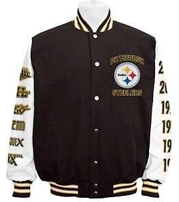 Pittsburgh Steelers NFL Super Bowl White Sleeve Cotton Canvas Jacket S 
