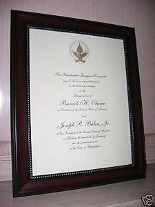 Original Framed Barack Obama Inaugural Invitation  