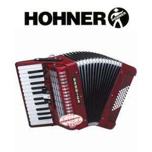  Hohner Hohnica Tremolo Piano Accordion 48 Bass 26 Keys Red 