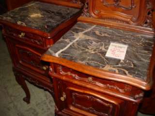   CARVED ANTIQUE ITALIAN MARBLE TOP NIGHT STANDS 08IT027D  
