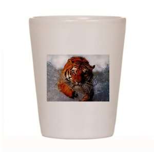  Shot Glass White of Bengal Tiger in Water 