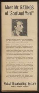 1947 Basil Rathhbone Sherlock Holmes Mutual radio ad  