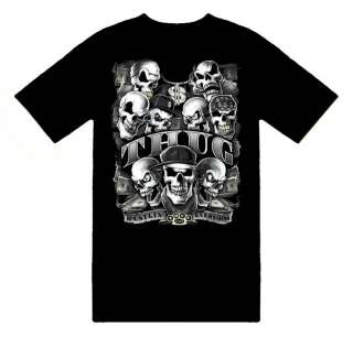 Thug Life Gangster Skull Money T Shirt; Great Gift Ideas for Adults 