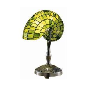  Dale Tiffany 2115/177 Green Nautilus Table Lamp, Antique 