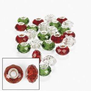  Red Clear Green Crystal Large Hole Beads   14mm   Beading 