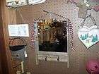 Rustic Primitive Mirror Barn Wood Bugundy Berry Homespun Material 