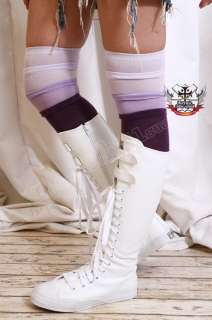 Thigh Knee Tiered PURPLE+Eggplan Gradient Stocking Sock  