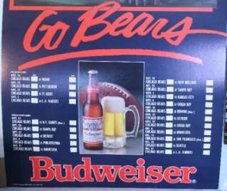   Chicago Bears Large 33 Sign Schedule Budweiser Poster Go Bears  