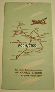 1947 PCA Capital Airlines Ticket & Folder Postcard Pennsylvania 
