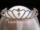 NEW beautiful girls holy communion diamante cross tiara
