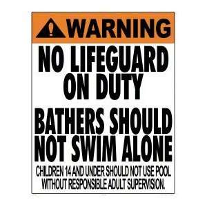  Warning No Lifeguard Sign 1009Wa2430E