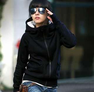 Black New Korea Casual Women Outwear Hoodie Jacket  
