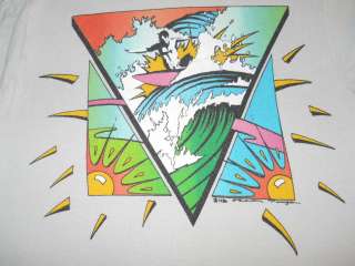   PACIFIC OP 80S GREY NEON SURFING SURF SUN t shirt YOUTH XL  