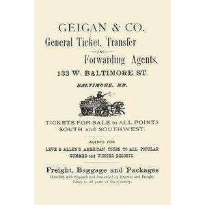 Vintage Art Geigan & Co. General Ticket Transfer & Forwarding Agents 