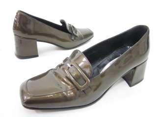 CHARLES DAVID Olive Patent Leather Loafers 36.5 / 6.5  