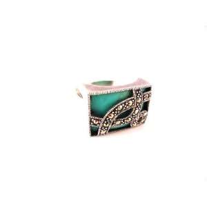    Sterling Silver Marcasite and Turquoise Ribbon Ring Jewelry