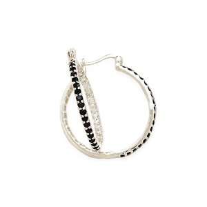   Black and White Cubic Zirconia Hoop Earrings Puresplash Jewelry