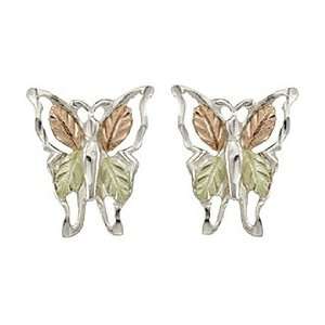    Black Hills Gold Sterling Silver Butterfly Earrings Jewelry