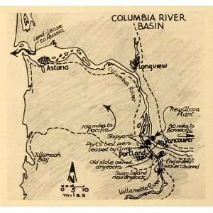   Columbia River Basin Astoria   Original Halftone Print