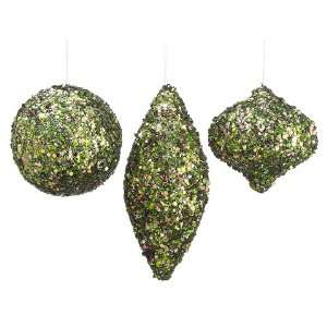   Sequin Ornament (1 Ea. of 3 Styles) Green (Pack of 2)
