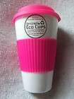 Uptown Eco Cup Ceramic Silicone Lid Reusable Hold 16 oz Pink New