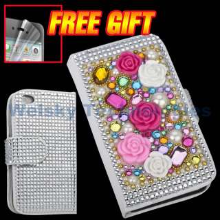   Rhinestone Case +Screen Protector For iPhone 4 4G 4s EA320  