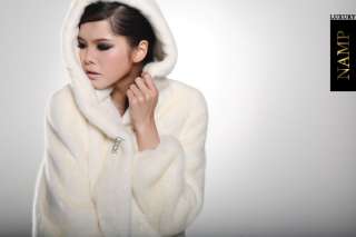 SAGA FURS Womens Top luxury mink fur Minks Coat Marten fur white 
