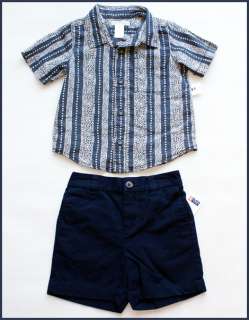 NWT Boys Summer Top Shorts 2pcs set NEW Carters Chaps Outfit Blue 