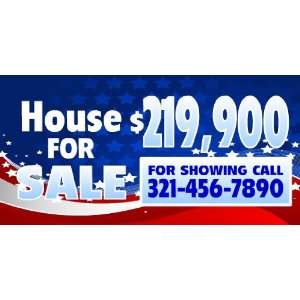 3x6 Vinyl Banner   House for Sale Stars and Stripes 
