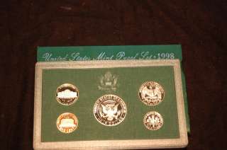 1998 US MINT Proof Set With John F Kennedy Half Dollar & More  