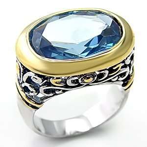 Semi Precious Rings   Two Toned London Blue Semi Precious Spinel Ring 