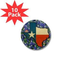    Mini Button (10 Pack) Texas Flag Bluebonnets 