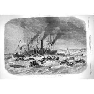  1865 Scene River Thames Ships Boats London Fine Art