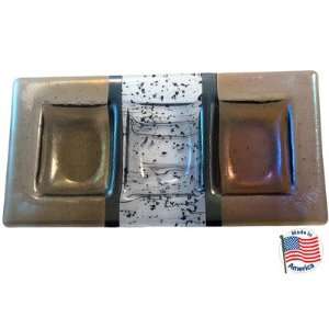  Earth Tone Large 3 Sectional Glass Fusion Tray