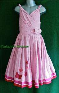 New MONSOON Girls Pink Cotton Stripe BUTTERFLY Party Dress   Ages 10 