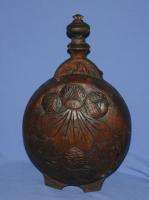 Antique Bulgarian Carving Wood Pitcher w/ Orthodox Icon  