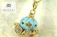 R265 Blue Carriage Charm Pendant Necklace (+Gift Box)  
