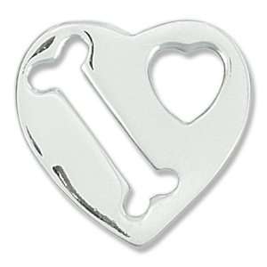    Sterling Silver 20mm Cutout Heart and Bone Heart Pendant. Jewelry