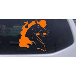 Horse Head Western Car Window Wall Laptop Decal Sticker    Orange 4in 