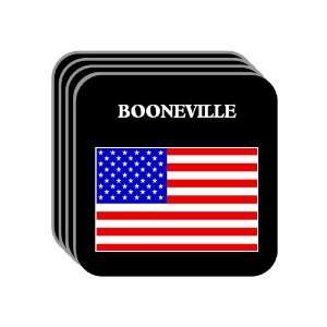 US Flag   Booneville, Mississippi (MS) Set of 4 Mini Mousepad Coasters