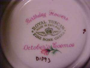 Royal Tuscan Birthday Flowers Cup Saucer October Cosmos  