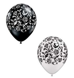 DAMASK BLACK and WHITE Print (10) Shower Wedding Latex Helium Quality 